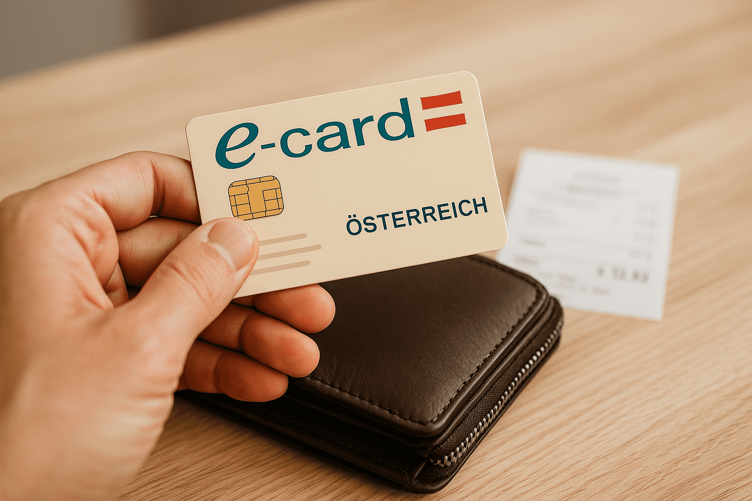 E-Card Österreich in Geldbörse – Symbolbild für Kosten und Serviceentgelt